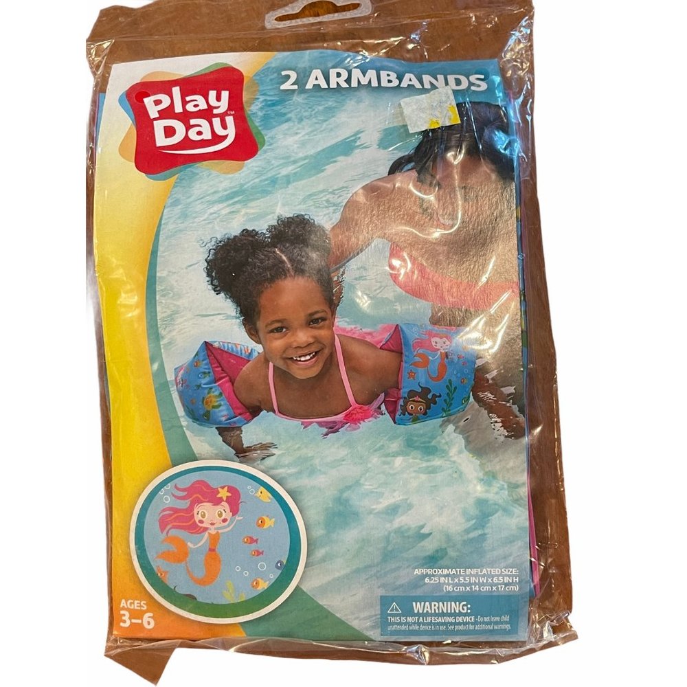 Play Day Swimming Arm Bands Mermaid Design  Ages 3
